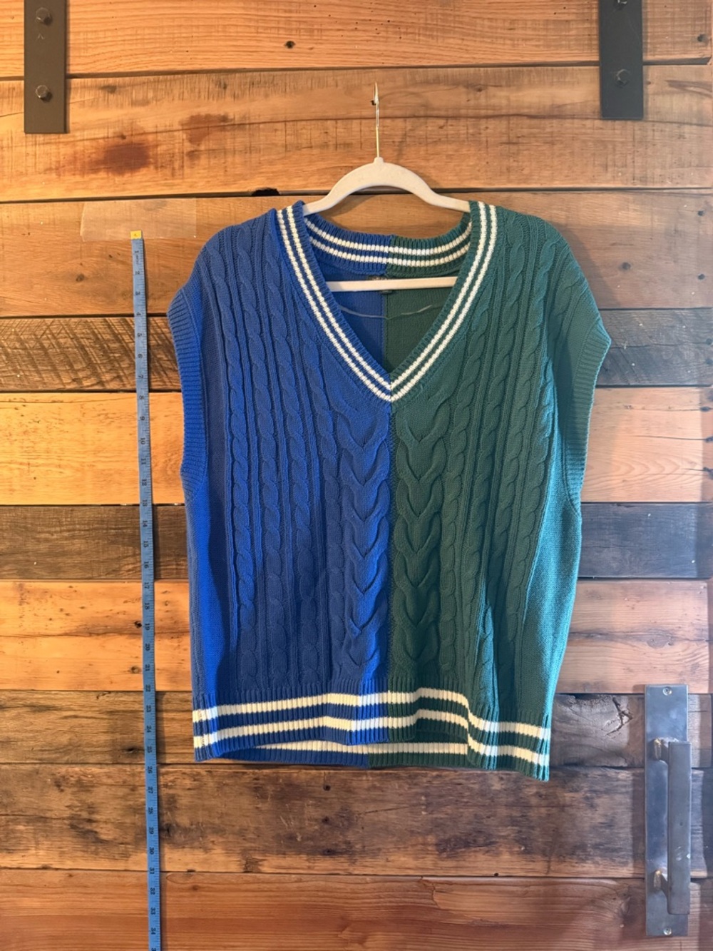 Wild Fable Colorblock Cable Knit Sweater Vest Blue Green Preppy Women’s S